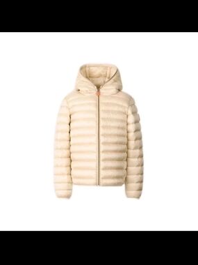 Save The Duck Girl's  Puffer Jacket  Size 6 Color Iris With Zipper & Hoodie NWT